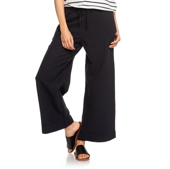 Roxy Great Past Wide Leg Linen Crop 